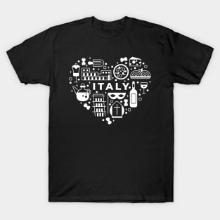 Italy White Heart T-Shirt